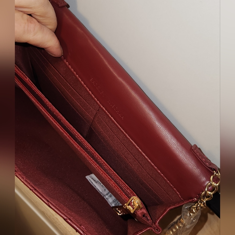 Badgley Mischka Quilted Studded Crossbody— NWT— Wine - Picture 4 of 5